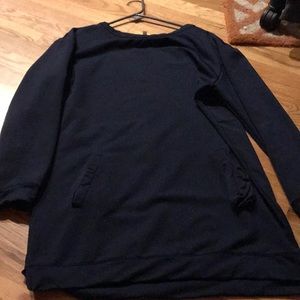 navy pocketed sweater dress